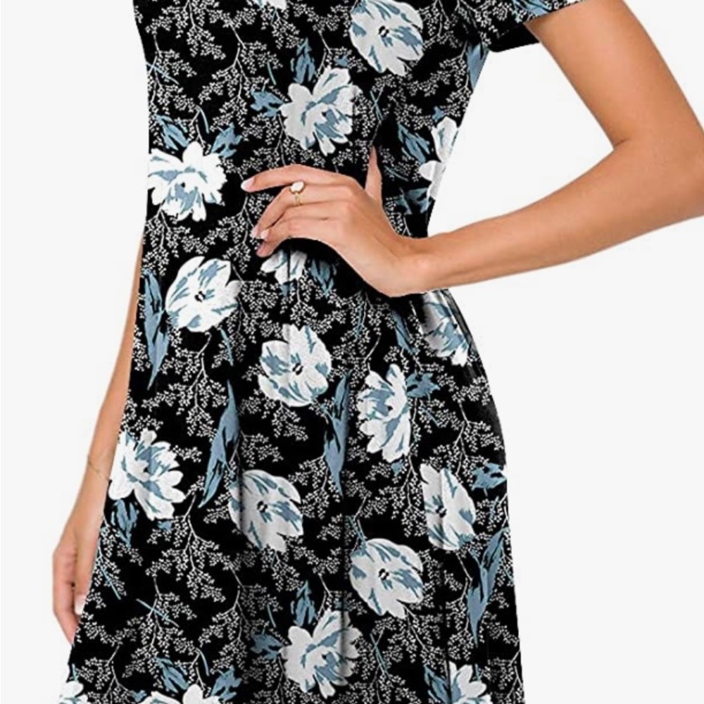 Popyoung- Short Sleeve Floral Dress
